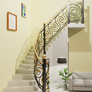 Rampe d'escalier en fer forgé sur mesure pour escalier, design de rampe durable avec marches décoratives pour usage intérieur - Product Image 4