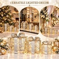 Décorations de Noël d'usine : Coffret cadeau rectangulaire lumineux en fer forgé, style campagnard européen et américain, pour sapin de Noël