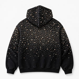Sweat à capuche surdimensionné personnalisé 100% coton avec fermeture éclair ornée de strass, tissu doux, style vintage, pour unisexe, confort optimal - Product Image 2