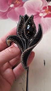 glass bead brooch <b>sequined</b> brooch fabric brooch textile brooch needlework brooch embroidered jewelry beaded accessory fashion pi - Product Image 4