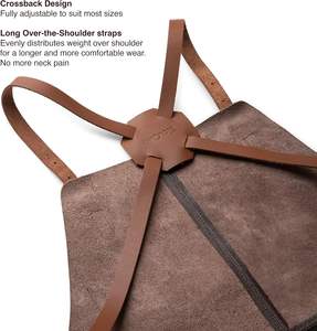 Mejor delantal de cuero para cocinar, delantal de cuero auténtico vintage verde para soldar, delantal de cuero ignífugo, último modelo. - Product Image 5