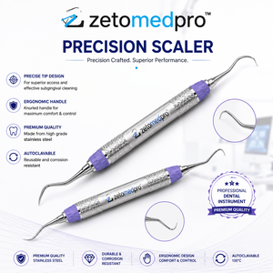 เครื่องมือขูดหินปูนและขูดหนังกำพร้าแบบปลายแหลม รุ่น 13/14 ยี่ห้อ Zetom ผลิตจากสแตนเลสสตีล สำหรับงานทันตกรรม พรีเมียม เด็นทัล 13/14 คิวเร็ตต์ - Product Image 2