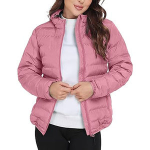 Veste matelassée légère pour femme, à capuche, coupe-vent, manteau d'hiver chaud, vêtement d'extérieur matelassé, parka décontractée pour temps froid - Product Image 2