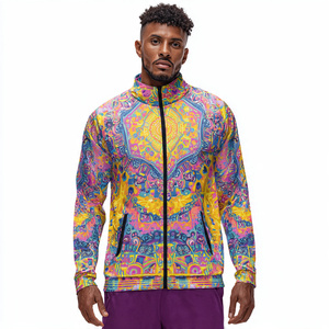เสื้อแจ็คเก็ตออกกำลังกายผู้ชายแบบมีซิปพิมพ์ลาย เสื้อแจ็คเก็ตเทรนนิ่งผู้ชาย เสื้อแจ็คเก็ตทรัคเกอร์แบบซับลิเมชั่นสำหรับผู้ชาย - Product Image 4