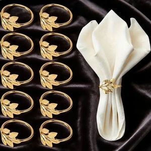 Gold Leaf Shaped Metal Napkin Rings Modern Durable Eco-Friendly Wedding Dinner Party <b>Table</b> <b>Decor</b> <b>Accessories</b> - Product Image 1
