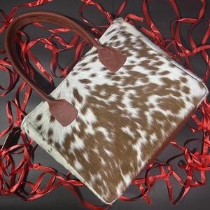 Elegante Bolso Tote de Cuero con Pelo Genuino para Mujer, Bolso de Mano de Lujo para Verano y Otoño, Bordado, Cierre de Cremallera, Premium LHTB-0108 - Product Image 1