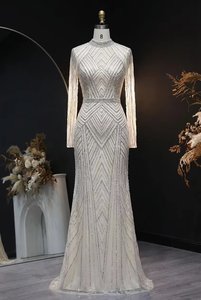 Elegante Vestido de Noche con Perlas Color Rosa Empolvado, Vestido de Tul de Lujo con Corte en A, Mangas Cortas, Vestidos Formales para Eventos Especiales - Product Image 3