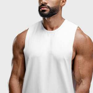 Camiseta sin mangas de malla tejida con logo personalizado para hombre, estilo casual deportivo, ideal para gimnasio y running, a la moda. - Product Image 4