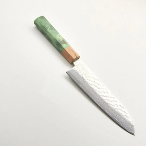 Couteau de chef artisanal en acier Damas écologique et durable, manche en bois Pakka, étui en cuir, usage professionnel en cuisine - Product Image 6