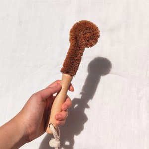 Coconut coir fiber <b>brush</b> with wooden handle high quality cleaning <b>brushes</b> for <b>scrubbing</b> pots & pans - Product Image 4
