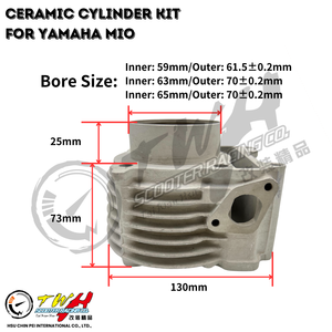 Ensemble cylindre en céramique pour moto, Scooter torsadé, pièces de course, 59mm pour Yamaha mi - Product Image 2