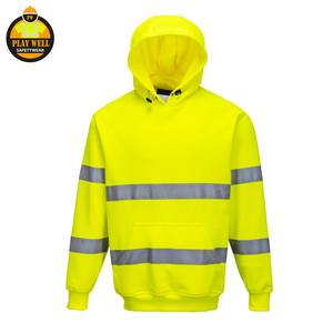Wholesale Custom Logo Hi Vis Hoodie Fluorescent Reflective Safety Work Hooded Sweatshirt for Men Workwear - Product Image 4