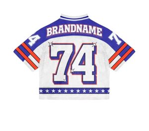 เสื้อเจอร์ซีย์แฟนทีมอเมริกันฟุตบอลแบบกำหนดเอง เสื้อครอปฟุตบอลแบบซับลิเมชั่นสำหรับทุกเพศ เสื้อยืดตาข่ายทรงบ็อกซี่แบบสากล เสื้อเจอร์ซีย์ - Product Image 2