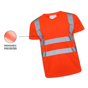เสื้อยืดสะท้อนแสงสำหรับงานก่อสร้างแบบแห้งเร็ว พร้อมโลโก้ OEM สำหรับขายส่ง - Product Image 6