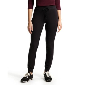 Solid Black <b>Cuffed</b> Women's <b>Jogger</b> Pants High Elastic Waist Drawstring Wholesale Europe Slim Fit Fleece - Product Image 1