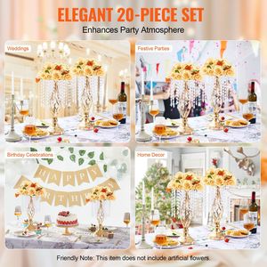 20 Pezzi Supporto per Fiori in Metallo Dorato 43cm/16.9FT, Vaso Centrotavola in Cristallo per Matrimoni, Espositore Floreale per Decorazioni da Tavola - Product Image 4