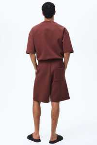 Men's Solid Color Knitted Bermuda Shorts with Drawstring Elastic Waist Casual <b>Mid</b> Rise Training Gym Shorts - Product Image 2