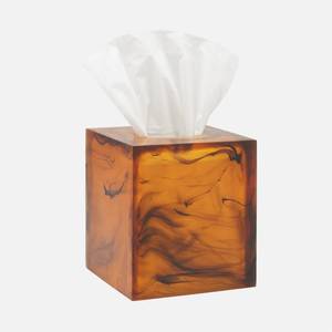 Caja de pañuelos de resina azul de lujo, cubierta decorativa cuadrada para pañuelos, efecto mármol moderno, organizador de mesa para el hogar, baño u oficina - Product Image 6