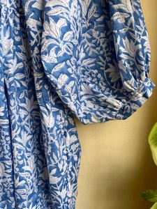 Vestido maxi bohemio de algodón con estampado floral, vestido con estampado floral, cuello redondo, vestido largo maxi para mujer - Product Image 5