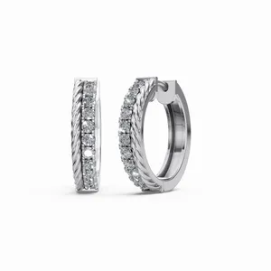 Pendientes de Aro con Trenzas de Diamantes de Rapunzel en Oro Blanco de 18K, 22 Piezas de Pendientes de Diamantes, Joyería Fina de Diamantes para Mujer - Product Image 1