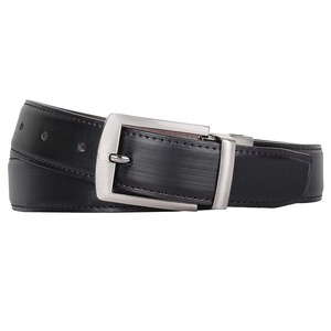 Cinturón Formal de Cuero Genuino para Hombre, Color Negro Sólido, Hebilla de Acero Rectangular, Diseño de una Sola Pieza, Duradero - Product Image 2