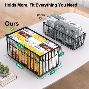 Lot de 4 bacs de rangement noirs pour congélateur, empilables et pliables avec poignées, profonds, pour une gestion efficace du réfrigérateur - Product Image 2