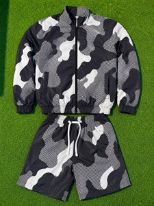 Conjunto Deportivo de Camuflaje Unisex, Sudadera con Capucha de Manga Larga y Pantalones Cortos con Cordón, Transpirable y Ligero, Ropa Deportiva Urbana para Primavera - Product Image 5