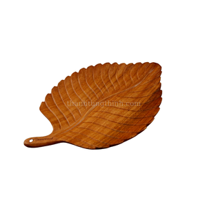 Plateau de service multifonctionnel en bois d'acacia naturel vietnamien, en forme de feuille, décoratif, écologique, antibactérien et alimentaire - Product Image 2