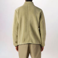 Veste zippée en polaire pour homme, couleur unie, panneau contrastant, extérieur doux et moelleux, pour l'hiver, vêtements décontractés