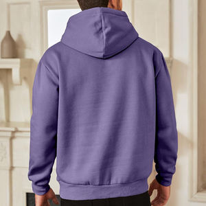 Sweat-shirts à capuche pour hommes en coton uni de couleur violette, style hip-hop, surdimensionnés - Product Image 2