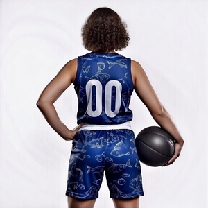 Uniforme de basketball personnalisé OEM/ODM avec logo imprimé, respirant, anti-UV, anti-bactérien, en tissu mesh 100% polyester, coupe athlétique courte - Product Image 2