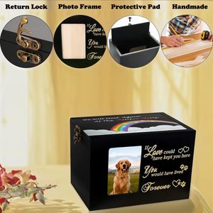 Kotak Peti Mati Hewan Peliharaan Ramah Lingkungan & Terurai Secara Alami & Guci Kayu Ramah Lingkungan untuk Abu Anjing atau Kucing dengan Bingkai Foto Kotak Kenangan - Product Image 3