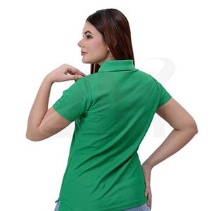 Camiseta Polo de Algodón Elástico para Mujer, Manga Corta, Corte Ajustado, Tejido Transpirable y Suave, Informal, para Uso Diario - Product Image 3