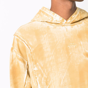 Sudadera con Capucha Extra Grande para Hombre, Teñida, Color Amarillo Sólido, Corte Regular, Sudadera de Punto para Otoño - Product Image 4