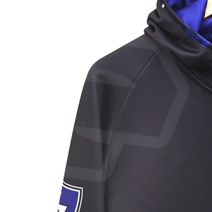 Sudadera con capucha negra para hombre al por mayor, con cremallera, estampado de camuflaje azul, estilo deportivo, corte regular, top informal de otoño para ropa deportiva. - Product Image 3