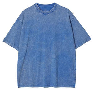 T-shirts unisexes personnalisés pour hommes, bleus, surdimensionnés, en coton 100% tissé, écologiques, respirants, anti-rides, séchage rapide - Product Image 1