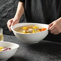 Nordischer Stil Umweltfreundliche Porzellan-Suppenschüssel 8/10/12 Zoll Bootförmige Salatschüssel für Restaurant & Haushalt