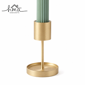 Brass Gold Round Cylinder <b>Taper</b> <b>Candle</b> Holder Minimalist Modern Tabletop Candlestick Stand Decorative Home Decor Accent Piece - Product Image 4
