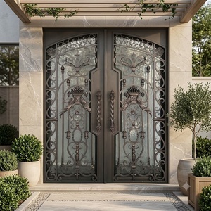 Puertas Dobles de Hierro Forjado Personalizadas, Puerta Batiente de Acero Estilo Victoriano para Exteriores, Puerta de Entrada Forjada a Mano, Acabado Anti-Robo, KHP para Exteriores - Product Image 4
