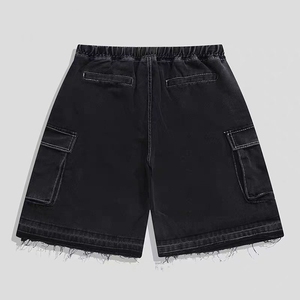 Shorts en jean confortables grande taille pour femmes, taille haute élastique, logo personnalisé, vente en gros - Product Image 2