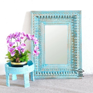 Premium Turquoise <b>Vanity</b> Mirror for <b>Bedroom</b> Handcrafted Inspired Frame with Elegant Reflective Beauty - Product Image 3