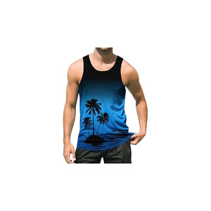 <b>Mens</b> Beach Tank Top Summer Short Sleeve Graphic Quick Dry Sublimated Print Front Logo Gym Workout - Product Image 4