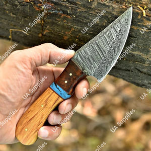 Couteau tactique EDC artisanal en acier Damas à pointe tombante, motif torsadé, pour la chasse, le camping, avec manche ergonomique en bois et étui en cuir, ODM - Product Image 2