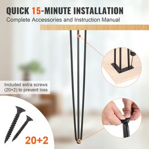 Set di 4 gambe a forcina da 71 cm per tavolo da scrivania in stile rustico, capacità di carico 408 kg, 3 aste, per sedie da scrivania, panche, tavoli da pranzo e tavolini d'appoggio - Product Image 6
