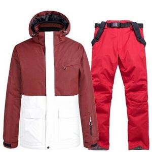Traje de esquí cortavientos impermeable de buena calidad, chaqueta de esquí térmica para exteriores de invierno, pantalones de esquí con cremallera térmica estampados - Product Image 1
