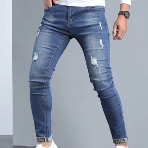 New Fashion Slim Fit Denim Jean Men Solid Skinny Ripped Best Quality Casual Wear Pants - Product Image 1