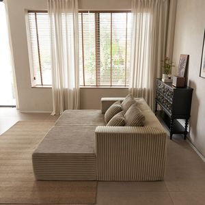 Poltrona Chaise Longue Doppia Oversize in Velluto a Coste, Sedia Letto Imbottita per Soggiorno, Divano Cloud Senza Montaggio - Product Image 2