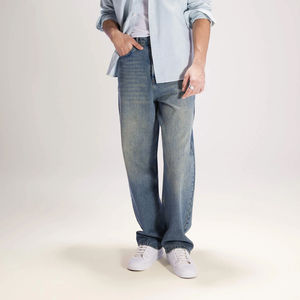 กางเกงยีนส์ขาสั้นทรงหลวมสไตล์วินเทจสำหรับผู้ชาย ปี 2026 ขนาด XS เอวยางยืดสั่งทำพิเศษ คุณภาพสูง ผ่านการซักล้างแล้ว - Product Image 2