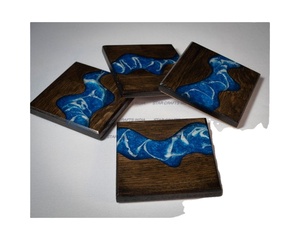 Wholesale Square Acacia Wood and Epoxy Resin Best <b>Coasters</b> Wooden Resin Edge Best <b>Coaster</b> <b>for</b> <b>Drink</b> Coffee Tea - Product Image 1