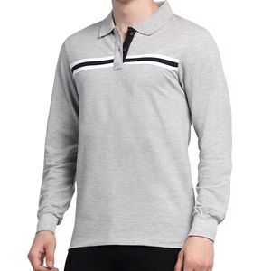 Fabricants de vêtements de haute qualité, polo à manches longues à col rond en coton biologique 100% pour hommes - Product Image 2